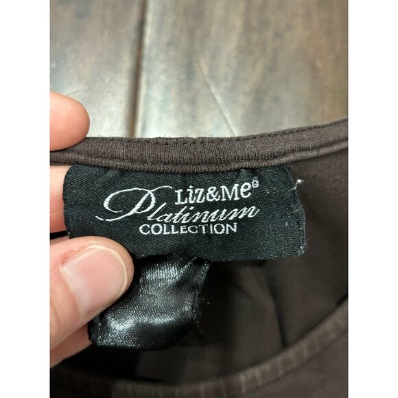 Liz & Me Platinum Collection Embroidered Brown Sleeveless Top 3X - Picture 5 of 8